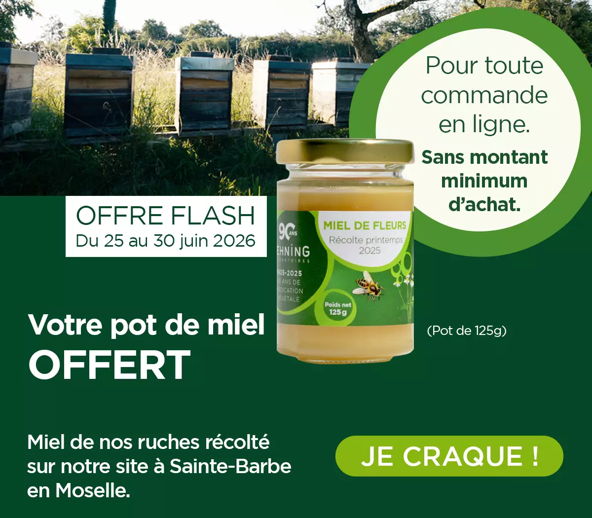 Pot de miel Lehning offert pour toute commande