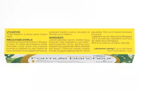 Promos dentifrice dents blanches bio Lehning