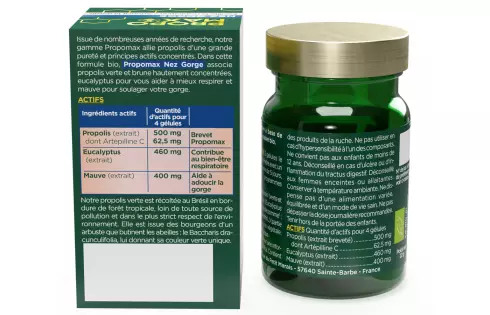 Propomax Nez Gorge - Gélules Propolis Verte et Brune Bio