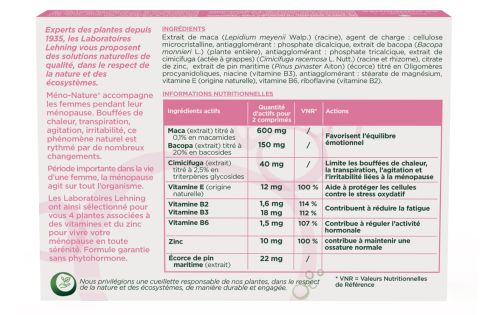 Complément alimentaire pour la ménopause Méno-Nature Lehning - Ménonature