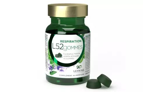 L52GOMMES - 45 Gummies Respiration Menthe Eucalyptus Sans Sucre