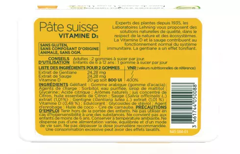 Pâte suisse Vitamine D3 Lehning