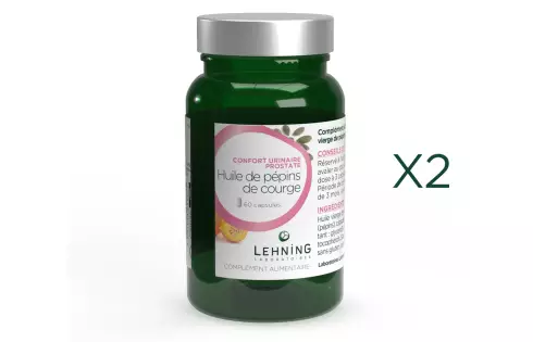 Promo DUO Huile de pépins de courge en capsules - Laboratoires Lehning