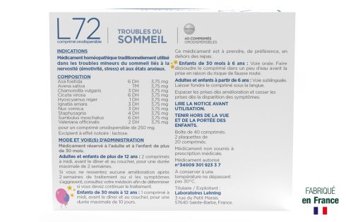 Médicament L72 Lehning 40 comprimés