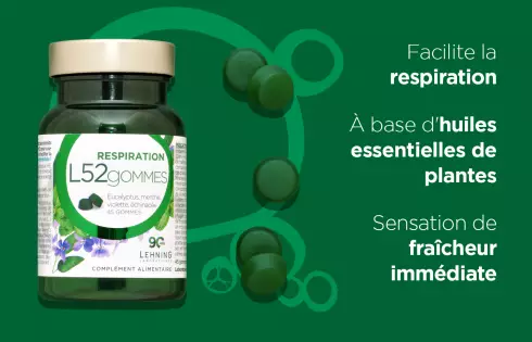L52GOMMES - 45 Gummies Respiration Menthe Eucalyptus Sans Sucre