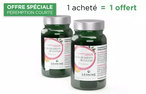 Promo DUO Huile de pépins de courge en capsules - Laboratoires Lehning