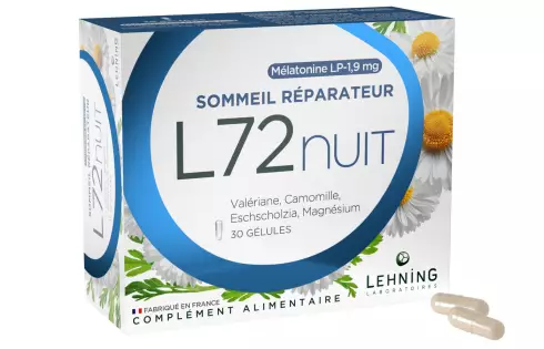 L72NUIT - Gélules Mélatonine à Libération Prolongée pour un Sommeil Réparateur - L72 NUIT