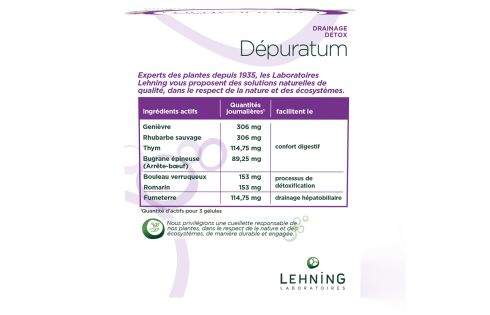 Gélules Dépuratum pour détoxifier le foie Lehning
