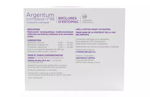 Médicament Argentum Complexe n°98 Lehning