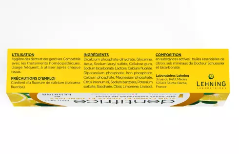 Promo Dentifrice Naturel aux Huiles Essentielles de Citron Lehning