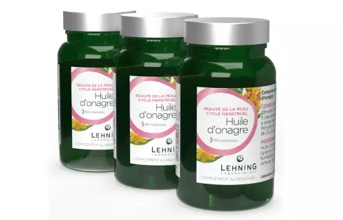 3 Huiles d'onagre en capsules, cure 2 mois - Laboratoires Lehning