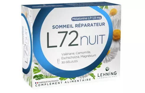 L72NUIT - Gélules Mélatonine à Libération Prolongée pour un Sommeil Réparateur - L72 NUIT
