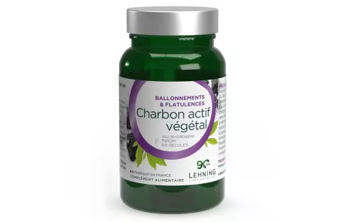 Charbon végétal actif bio en gélules - Laboratoires Lehning