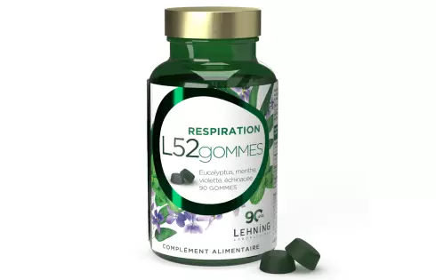 L52GOMMES - 90 Gummies Respiration Menthe Eucalyptus Sans Sucre