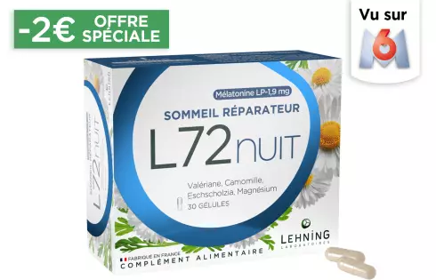 L72NUIT - Gélules Mélatonine à Libération Prolongée pour un Sommeil Réparateur - L72 NUIT