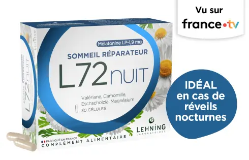 L72NUIT - Gélules Mélatonine à Libération Prolongée pour un Sommeil Réparateur - L72 NUIT