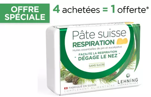 Pâte suisse Respiration Lehning - Gommes à sucer sans sucres Nez bouché