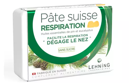 Pâte suisse Respiration Lehning - Gommes à sucer sans sucres Nez bouché